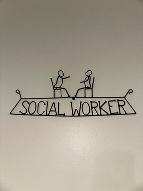 SOCIAL WORKER BLACK WIRE NAIL HANGING SIGN